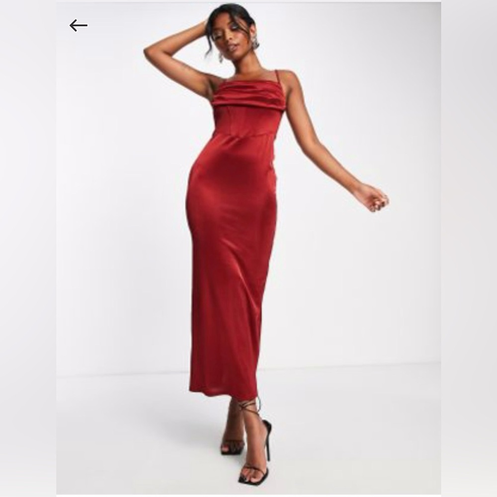 ✨SOLD✨ ASOS DESIGN cowl satin corset maxi dress in wine sz US 14